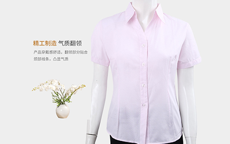 重慶粉色中斜條棉質(zhì)女士短袖襯衫