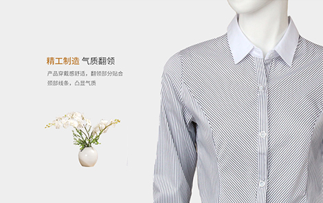 汕尾白領(lǐng)黑色對斜條女棉質(zhì)士長袖襯衫